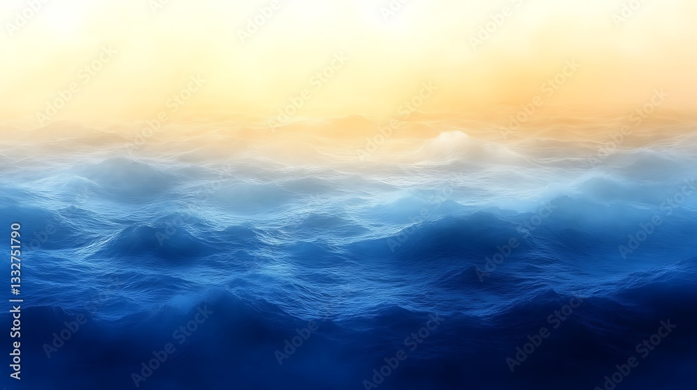 Fototapeta premium Abstract Ocean Waves Under Golden Sunset Sky