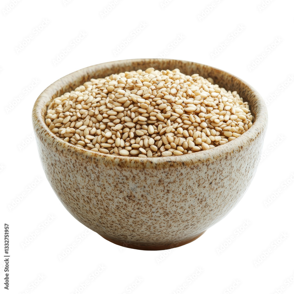 A bowl of sesame seeds on a transparent background highlighting a natural, healthy ingredient for culinary uses, sesame in a bowl isolated on transparent background A bowl of sesame seeds on a transparent background highlighting a natural, healthy ingredient for culinary uses, sesame in a bowl isolated on transparent background