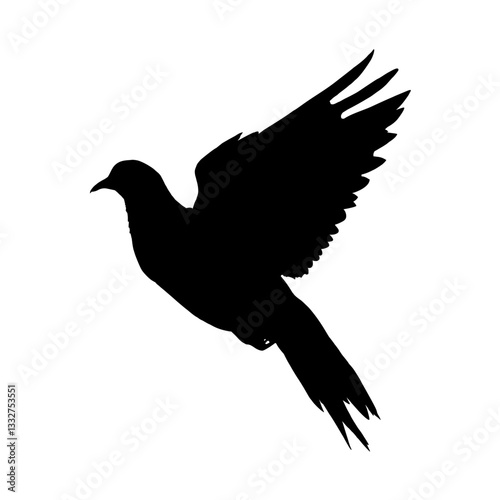 Silhouette of a flying pigeon, dove of peace - vector illustration