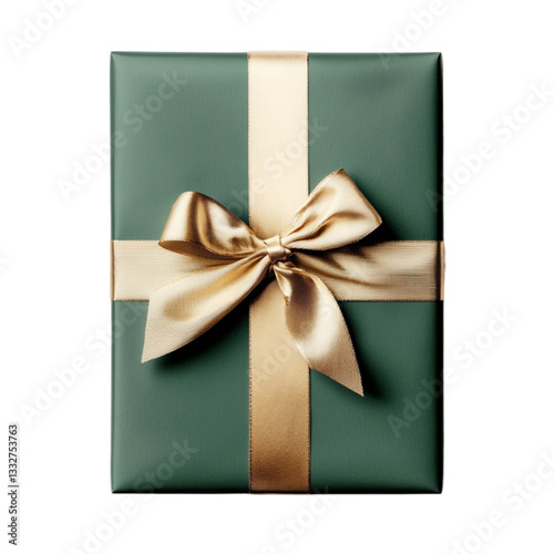 Elegant green gift box with gold ribbon bow a luxurious present