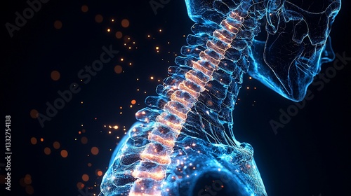 Spine Anatomy,  Highlighted  Structure,  Dark Background