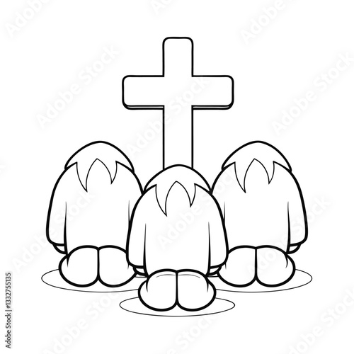Easter Sunday vector art illustration for coloring book