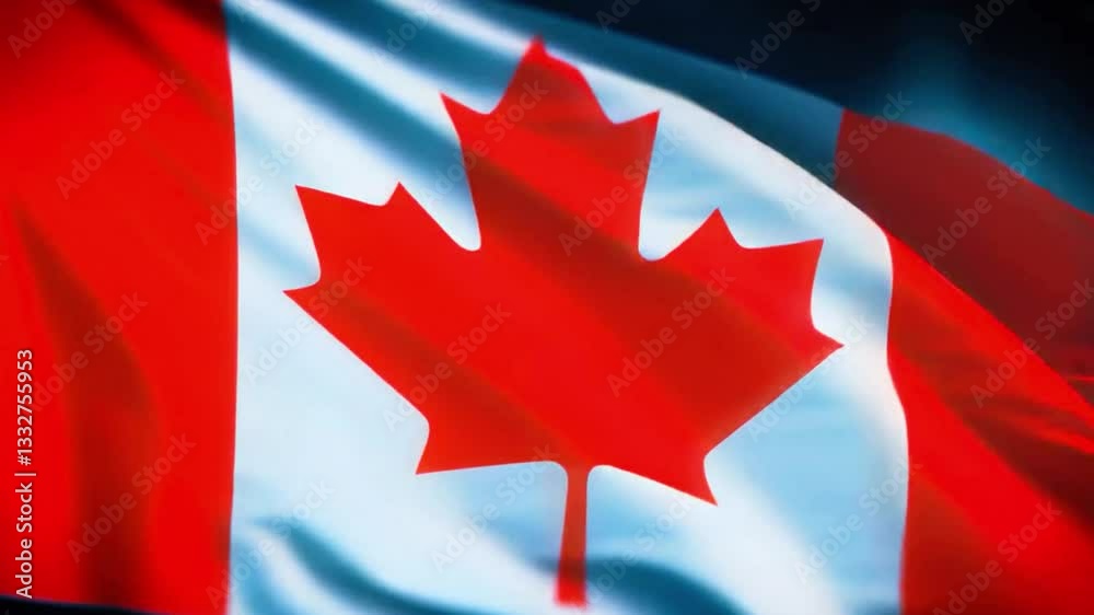 High-quality 4K slow-motion video of the Canadian flag waving gracefully against a dark backdrop, symbolizing national pride, unity, and heritage with cinematic motion
High-quality 4K slow-motion video of the Canadian flag waving gracefully against a dark backdrop, symbolizing national pride, unity, and heritage with cinematic motion