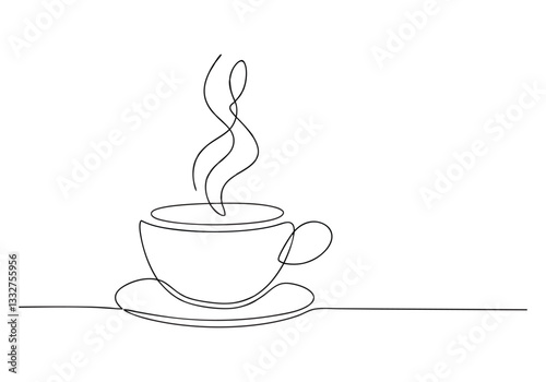Continuous One Line Cup of Coffee | Minimalist Beverage Vector Illustration