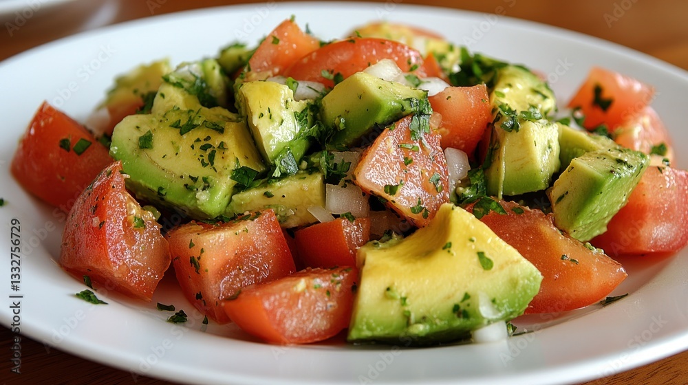 Fresh avocado and tomato salad with parsley. Fresh avocado and tomato salad with parsley.