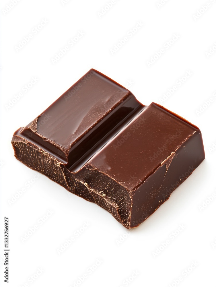 Dark Chocolate Piece Isolated Against White Background for Food Photography Dark Chocolate Piece Isolated Against White Background for Food Photography
