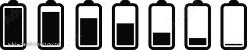 Battery icon in flat design set. isolated on transparent background.