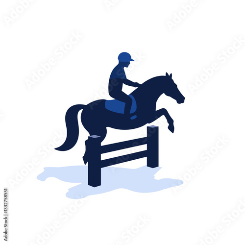 Horse rider gracefully jumping a fence, symbol of athleticism