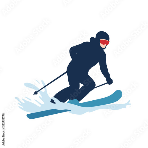 Slalom skiing race. A skier gliding swiftly through water, showcasing precision