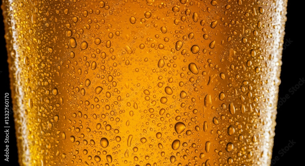 Cold Beer Glass with Condensation - Close-up of a cold beer glass covered in condensation droplets. Golden amber liquid visible through the water. Refreshing beverage Cold Beer Glass with Condensation - Close-up of a cold beer glass covered in condensation droplets. Golden amber liquid visible through the water. Refreshing beverage