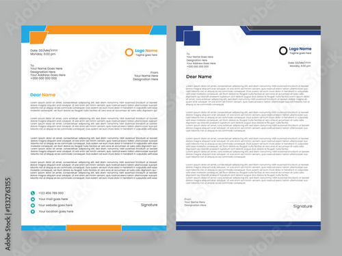 Clean and professional corporate company business letterhead template design with colorful and elegant design variation bundle for business