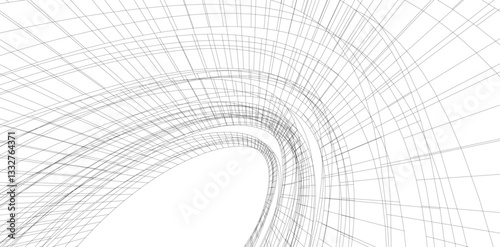 Futuristic Curved Wireframe Structures – Abstract Architectural Designs with Organic Flow