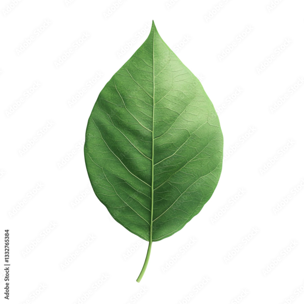 Obraz premium A Single Green Leaf Nature's Serenity Detailed Veins Tranquil Scene