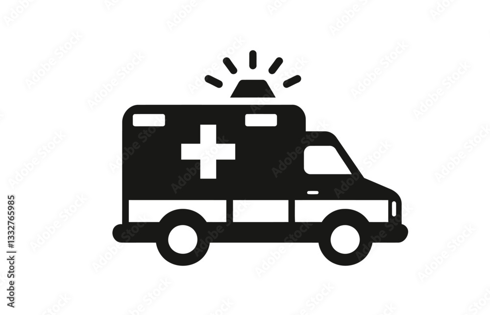 Emergency ambulance service icon And Black ambulance car icon with Ambulance Silhouette Vector Illustration. Emergency Vehicle Vector Design Emergency ambulance service icon And Black ambulance car icon with Ambulance Silhouette Vector Illustration. Emergency Vehicle Vector Design