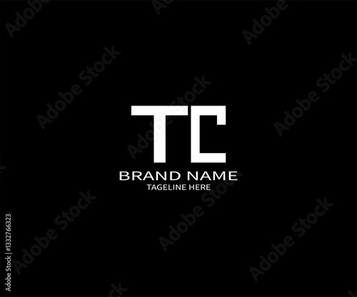 Minimalist TC Logo Design with Brand Name and Tagline on Black Background