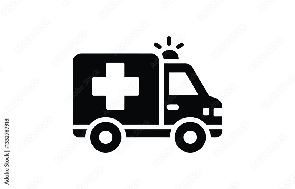 Emergency ambulance service icon And Black ambulance car icon with Ambulance Silhouette Vector Illustration. Emergency Vehicle Vector Design Emergency ambulance service icon And Black ambulance car icon with Ambulance Silhouette Vector Illustration. Emergency Vehicle Vector Design