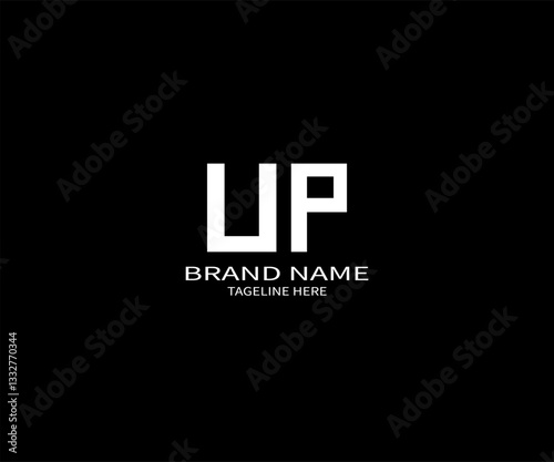 Minimalist UP Monogram Logo Design on Black Background for Elegant Brand Identity