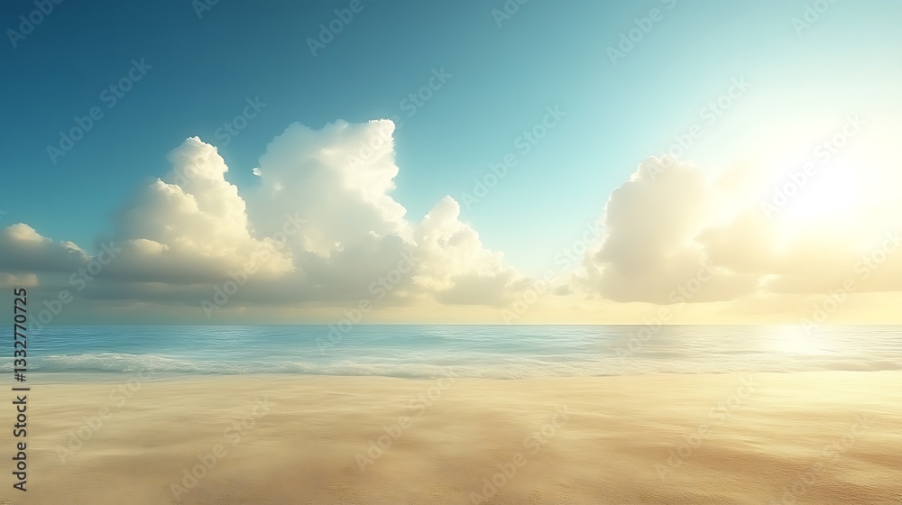Serene Beach Scene With Clouds and Calm Ocean Serene Beach Scene With Clouds and Calm Ocean
