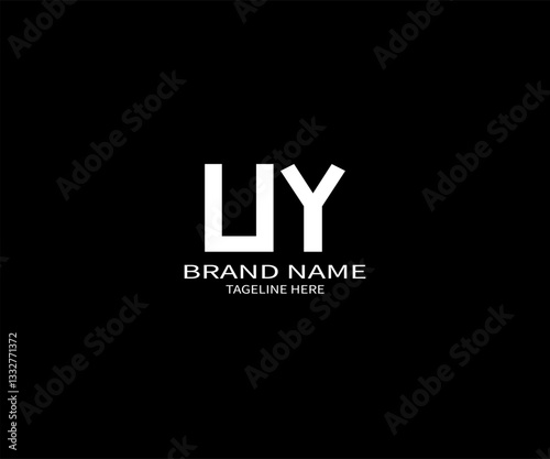 Bold UY Letter Logo Design in Minimalist Style on Black Background