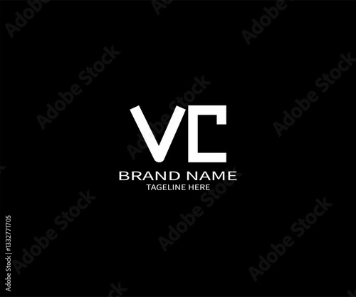 Minimal VC Letter Logo Design on Black Background for Modern Branding