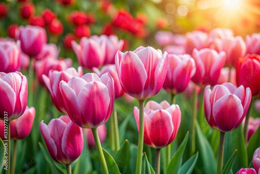 Obraz premium Pink tulips in the garden