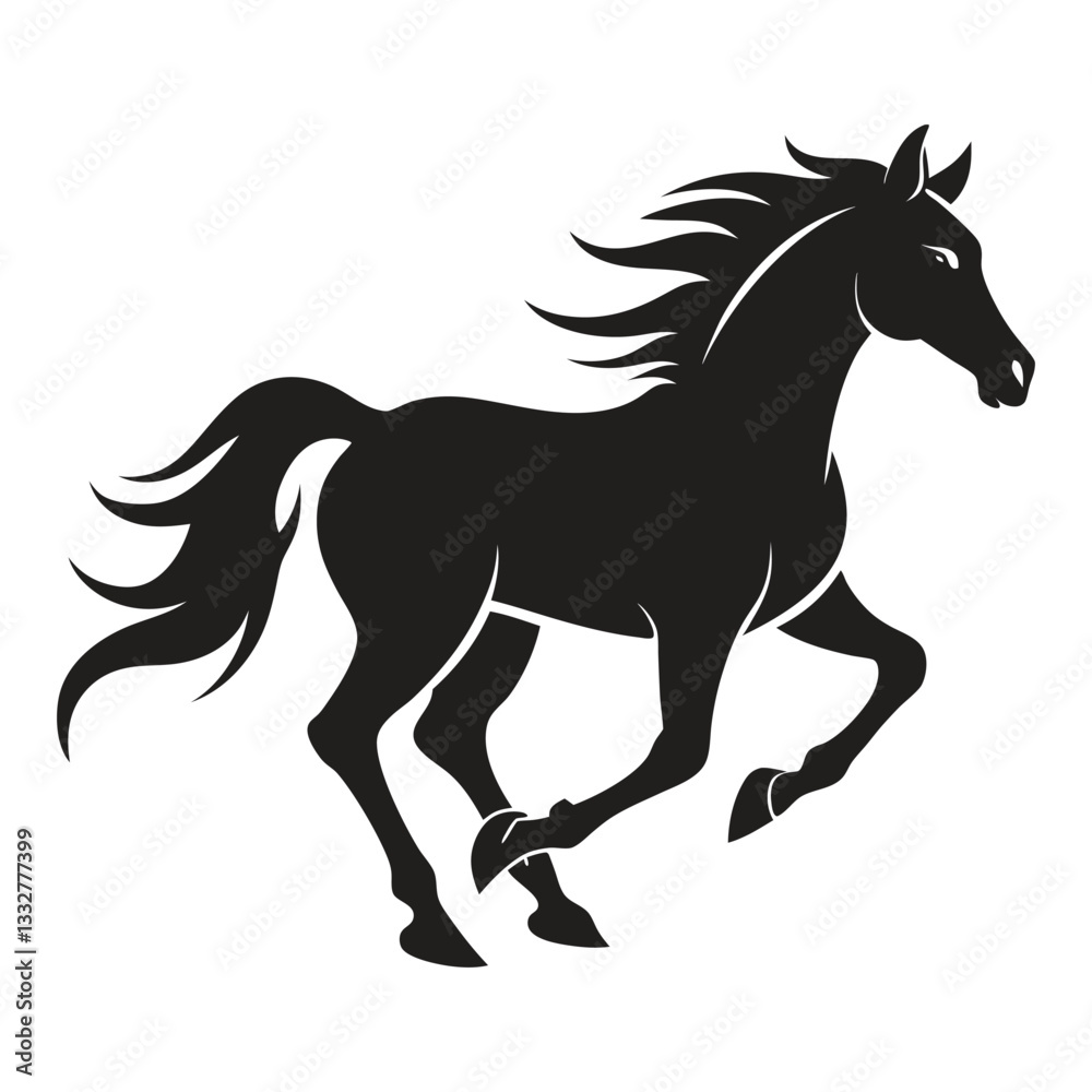 A silhouette of a running horse A silhouette of a running horse