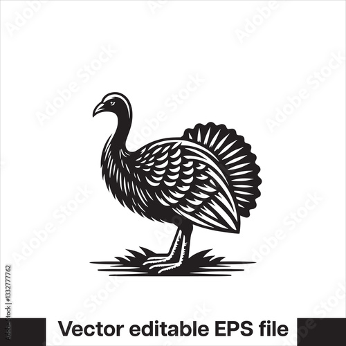 vector  Swamphen black and white, silhouette, logo and t-shirt