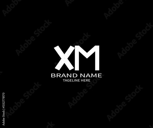 XM Monogram Logo Design in Bold Minimalist Style – Black Background Branding Template