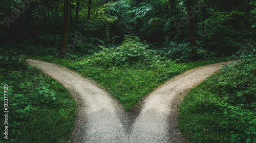 Wallpaper Mural Exploring diverging paths in lush green forest nature scene peaceful Torontodigital.ca