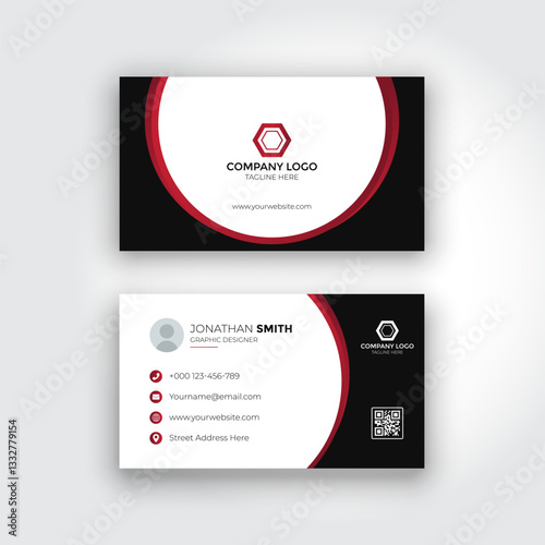 black and red elegant modern business card template. modern business card template