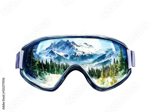 Isolated Ski Goggles Watercolor