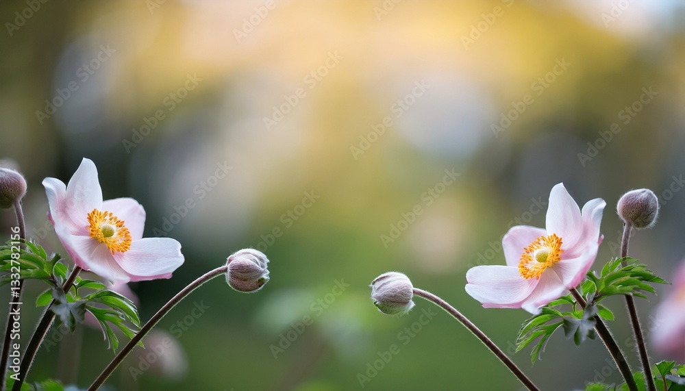 Flowerbuds of Anemone Japonica in summer garden, cope space- 37118 Flowerbuds of Anemone Japonica in summer garden, cope space- 37118