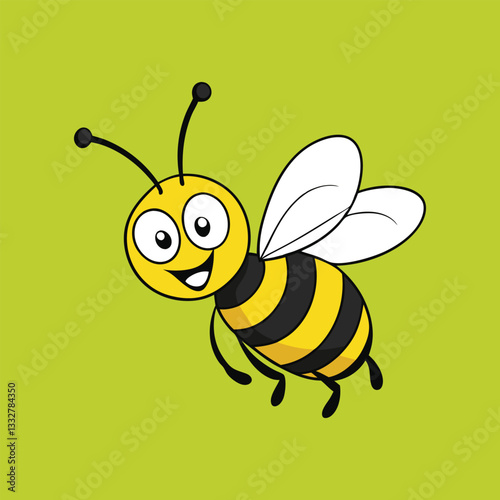 Cartoon happy flying bee with big kind eyes. Bee Clipart