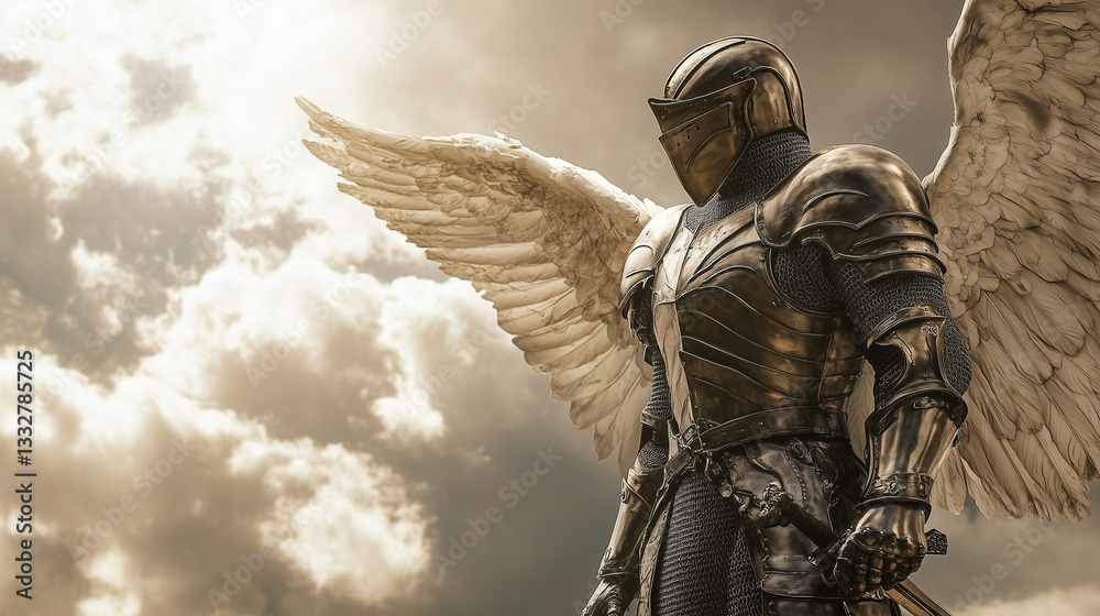 Obraz premium armoured warrior angel in the sky