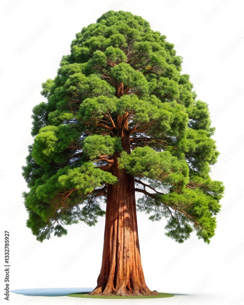 Majestic Redwood Tree Isolated on White Background
