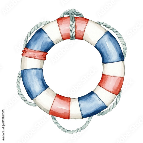 Adorable Watercolor Pirate Life Vest on transparent background.