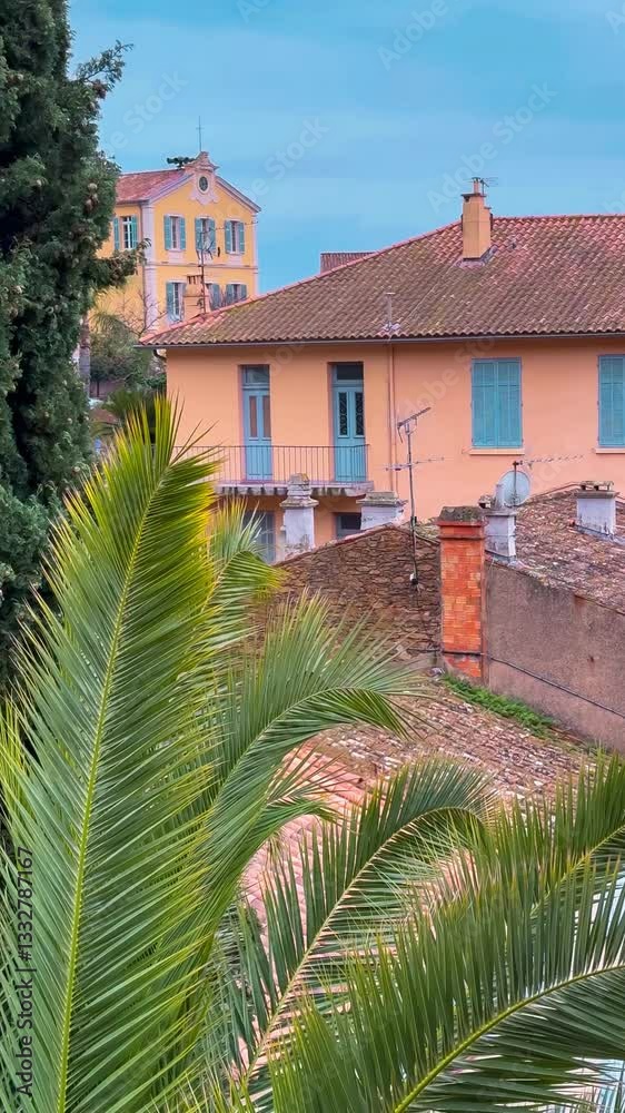 Route du Mimosa - mimosa road on the French Riviera. Medieval town of Bormes-les-Mimosas, France February 25, 2025. High quality 4k footage