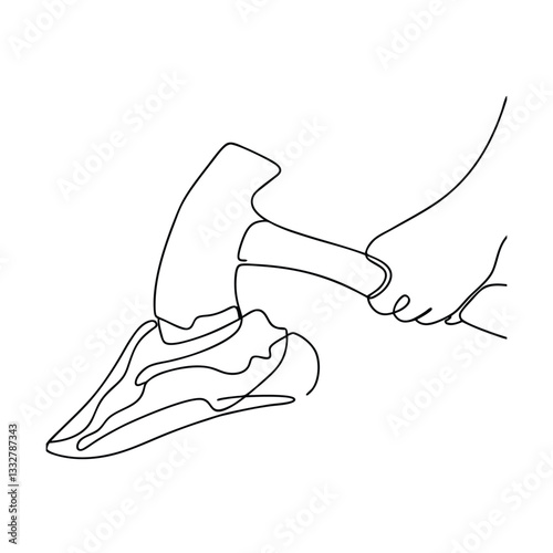 Continuous Line Art Shoe Repair, Hammer, Craftsmanship, Sole, Hand, Tool, Cobbler, Skill, Work, Foot
