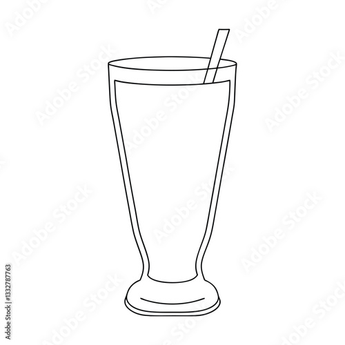 Refreshing Creamy Milkshake in Tall Glass with Straw