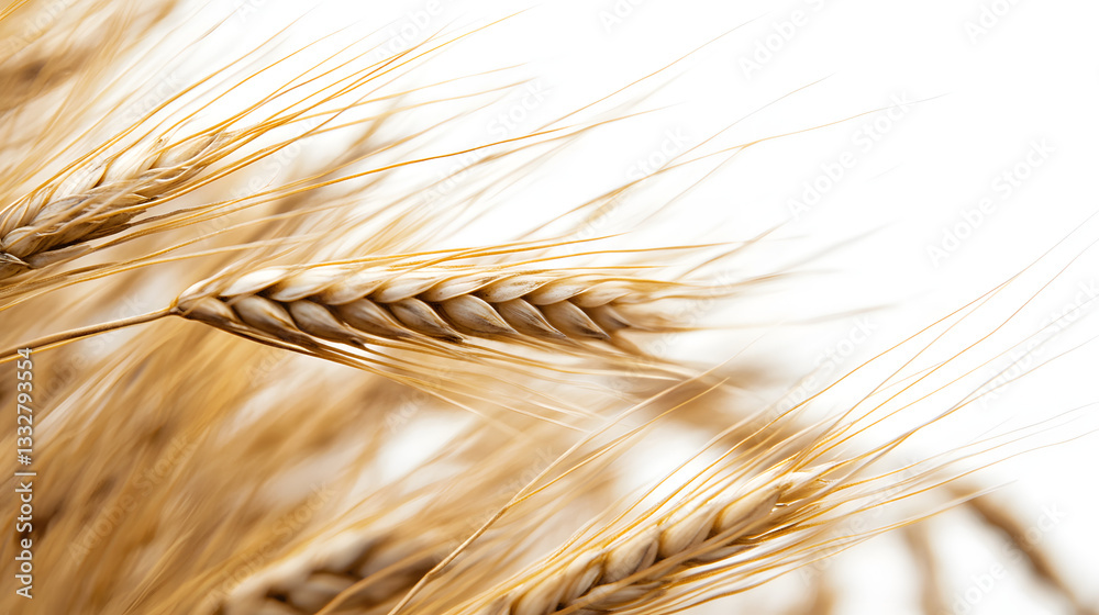 A close-up macro shot of barley grains, capturing their rough textures and natural imperfections on a white background. A close-up macro shot of barley grains, capturing their rough textures and natural imperfections on a white background.