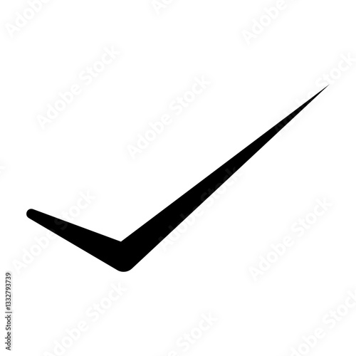 black check mark symbol for verification and approval – flat silhouette icon for apps and websites
