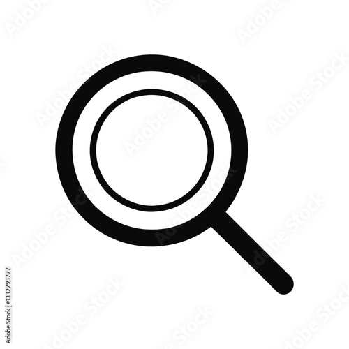 magnifying glass icon with circular lens and handle for search and discovery – flat silhouette icon for apps and websites
