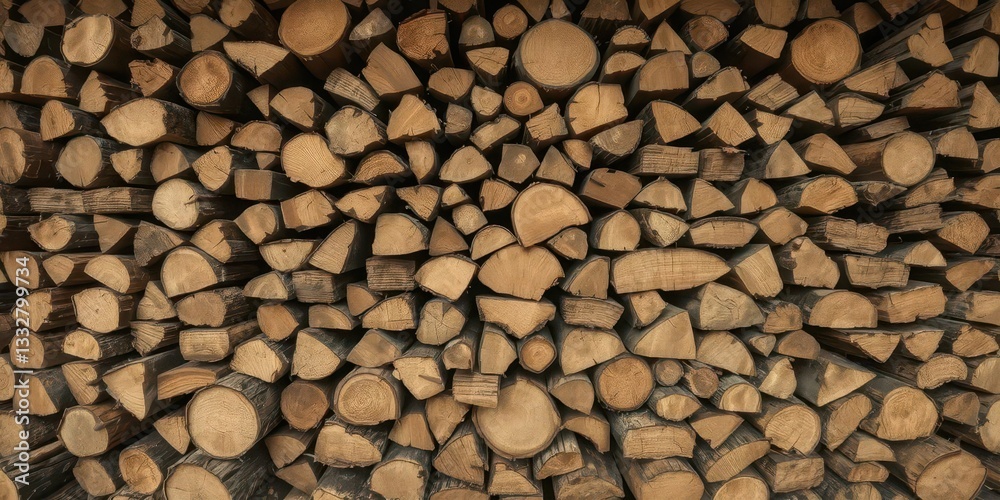Stacked firewood panorama, rustic texture, country, image Stacked firewood panorama, rustic texture, country, image