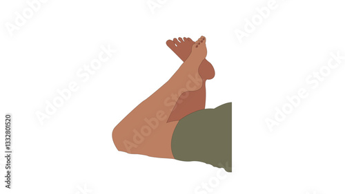 Lied naked woman with crossed feet