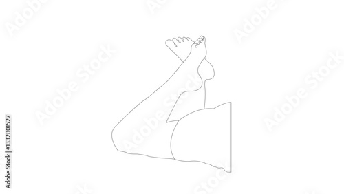 Lied naked woman with crossed feet