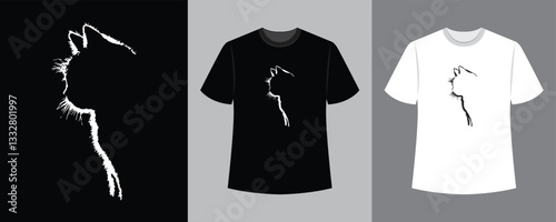 cat shadow illustration t-shirt design