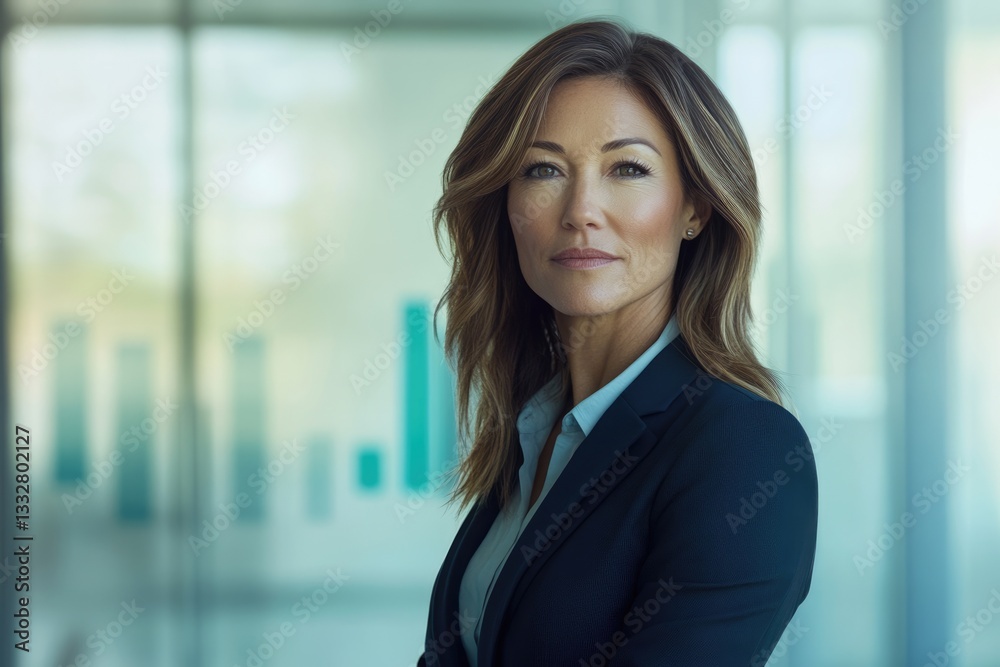 Confident businesswoman in a modern office setting, exuding professionalism and success. Confident businesswoman in a modern office setting, exuding professionalism and success.