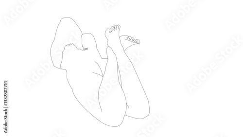 Lied naked woman with crossed feet