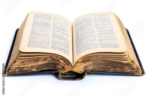 Obraz na płótnie Old dictionary open on a table showcasing yellowed pages and detailed definitions in a quiet reading space w salonie