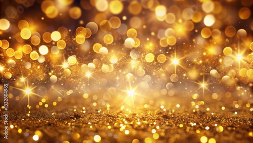 Golden Bokeh Lights Festive Abstract Background